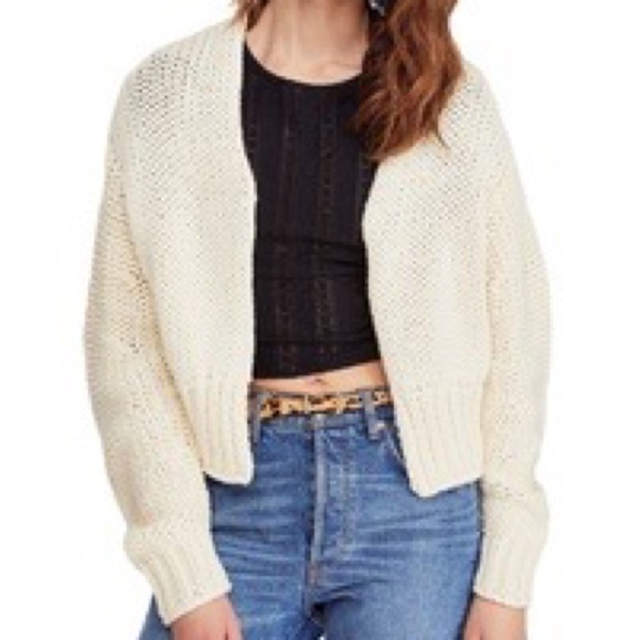 FREE People Cream Glow For It Chunky knit Cardigan size Large L=12-14 - Picture 14 of 15